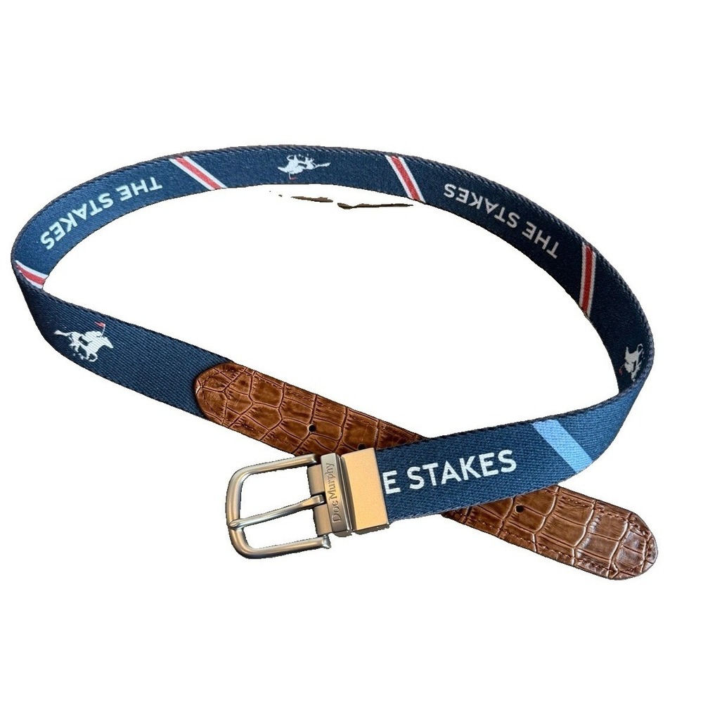 Doc Murphy Reversible Golf Belt Logo American Canvas The Stakes Men's Sz 36